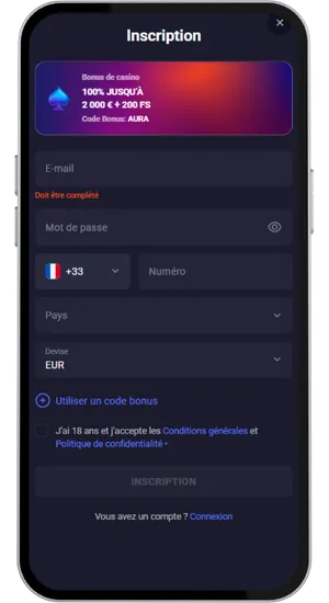 Formulaire d’inscription et options de dépôt en EUR pour les joueurs en France