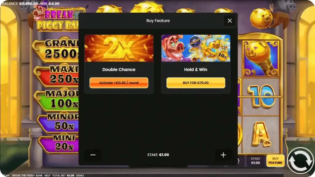 Feature Buy-knop in Break the Piggy Bank met prijs als multiple