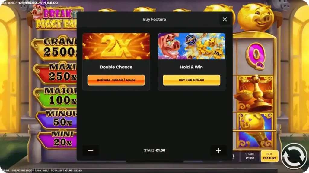 Feature Buy button in Break the Piggy Bank with price shown as a multiplier