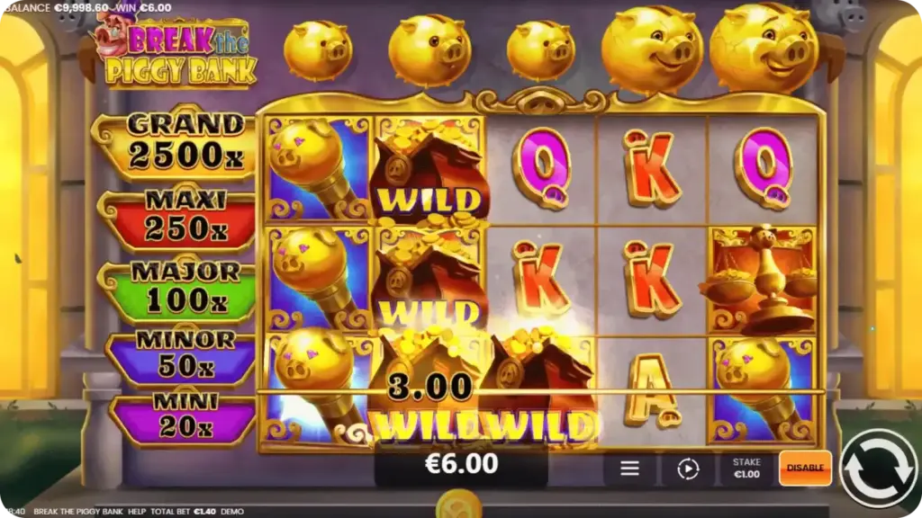 Wild symbol in Break the Piggy Bank with payout value 75.00x