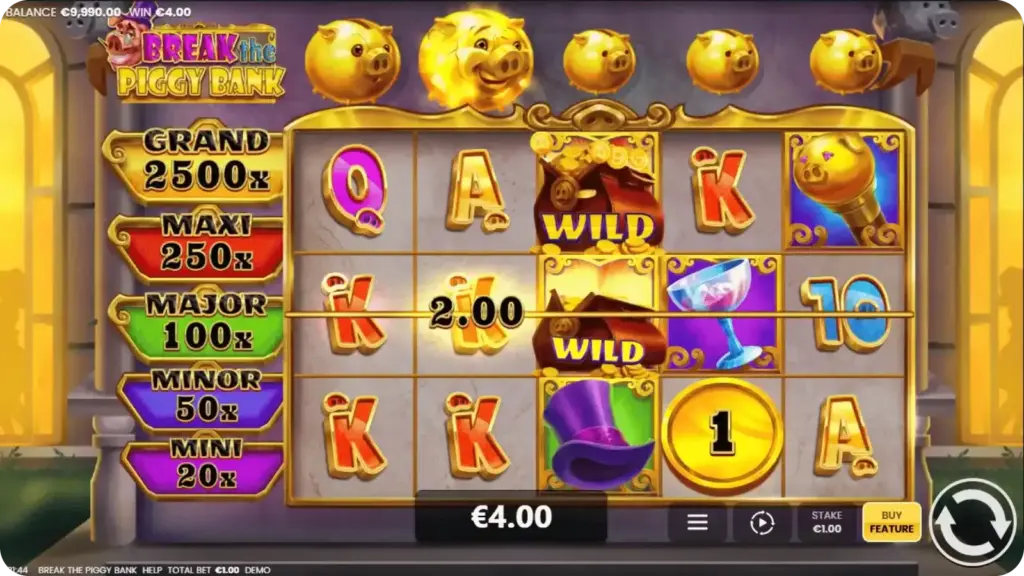 Wild-symbool in Break the Piggy Bank met uitbetalingswaarde 75.00x