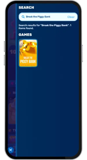 Casinobibliotheek met zoekfunctie en Break the Piggy Bank slot klaar om te spelen